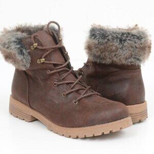 Cliffs Women's 11M Fur Trim Lug Sole Vegan Boots Women's 11M Warm Winter Vegan